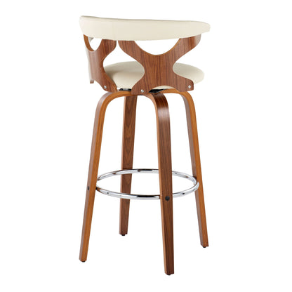 Barstool mid century modern swivel with padded ivory upholstery, wood frame HouseOfZazla on Tampa Home & Garden Store