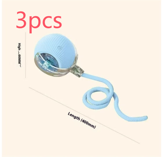 Electric cat toy automatic blue rolling ball with blue shell and tether 3pcs Sell My Stuff on Tampa Home & Garden Store