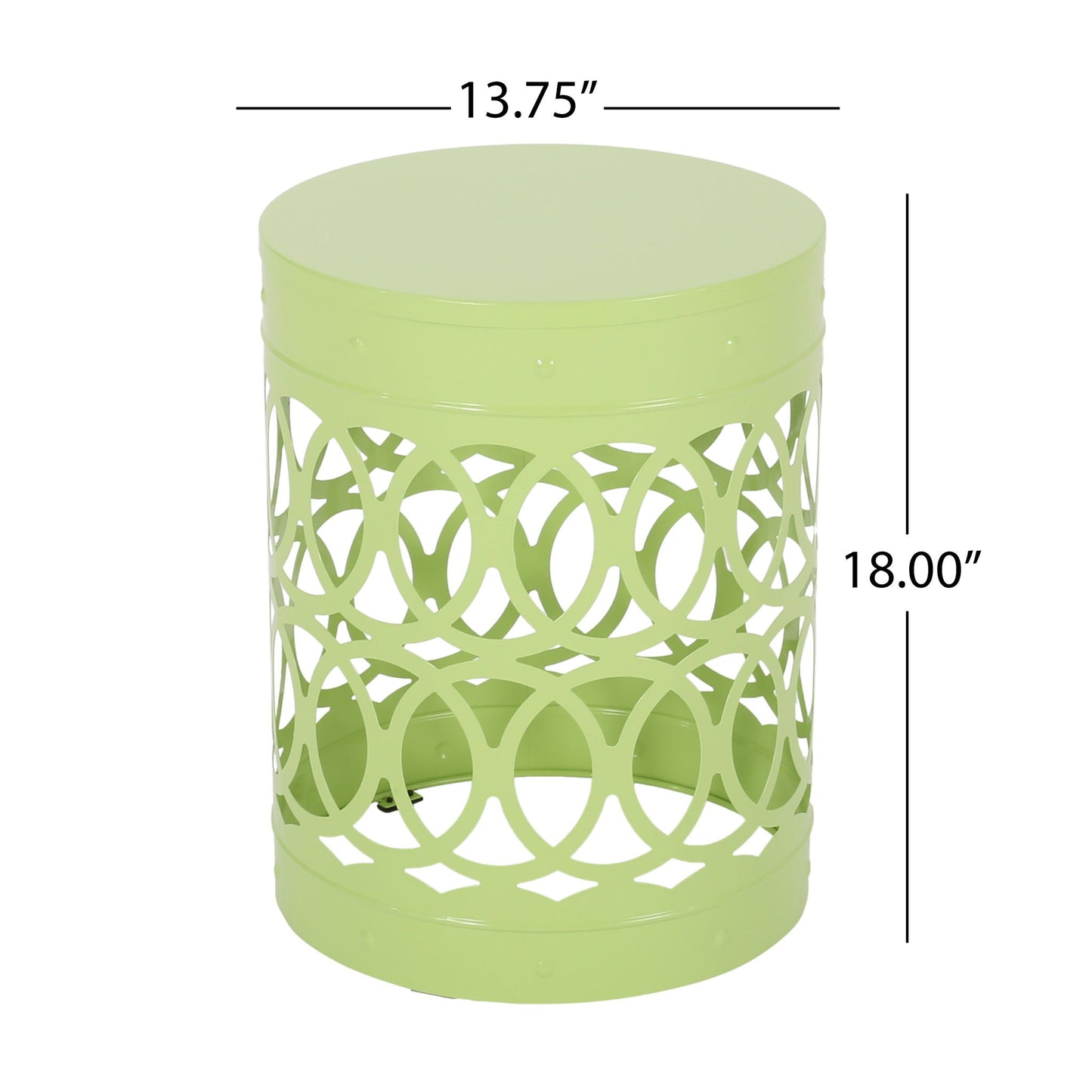 Large Outdoor Metal End Table with Floral Cut