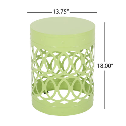 Large Outdoor Metal End Table with Floral Cut