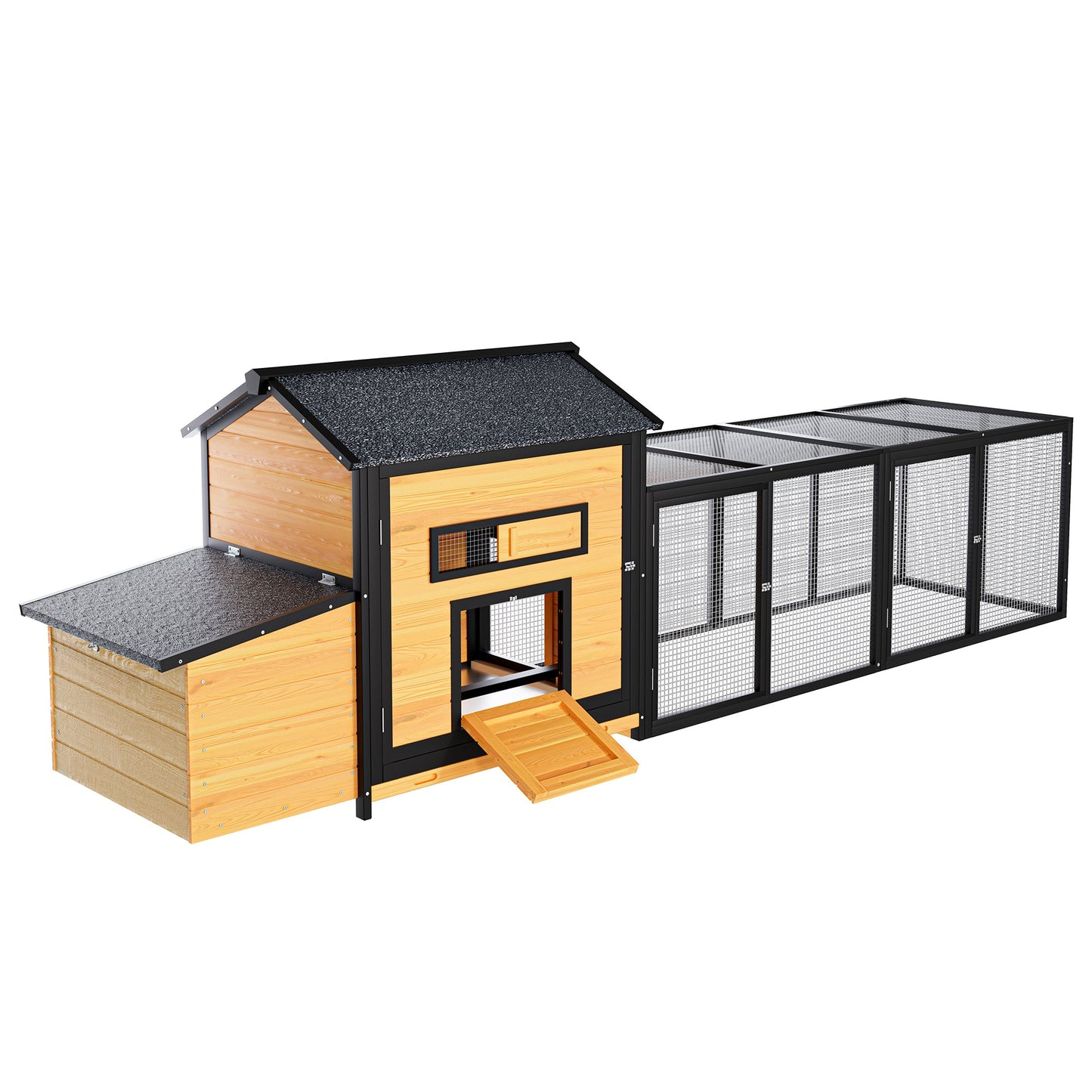 Wooden Chicken Coop and Large Outdoor Run Space