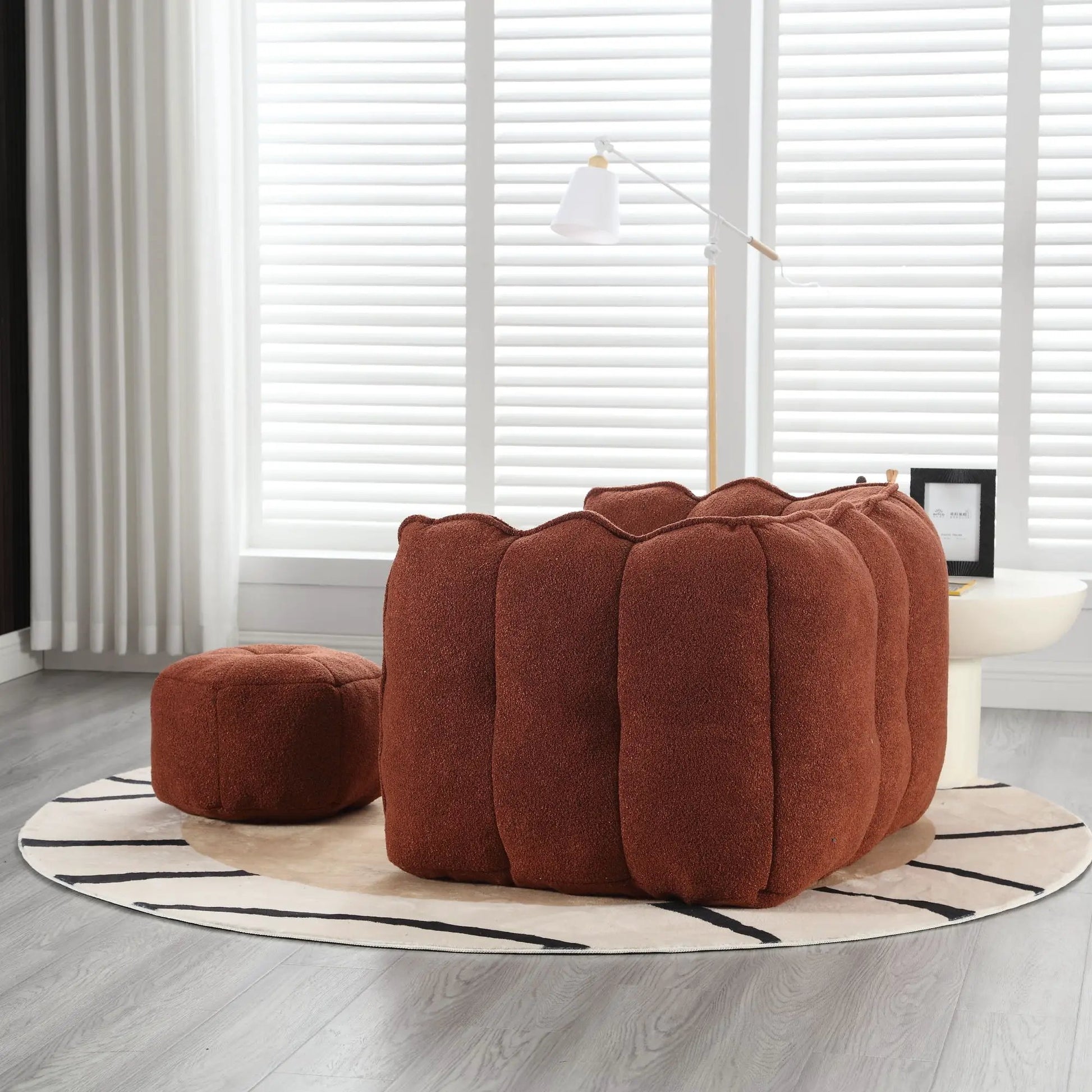 Soft Bean Bag Chair With High Resilient Foam brown fabric modular seating set (4pc) on Tampa Home & Garden Store