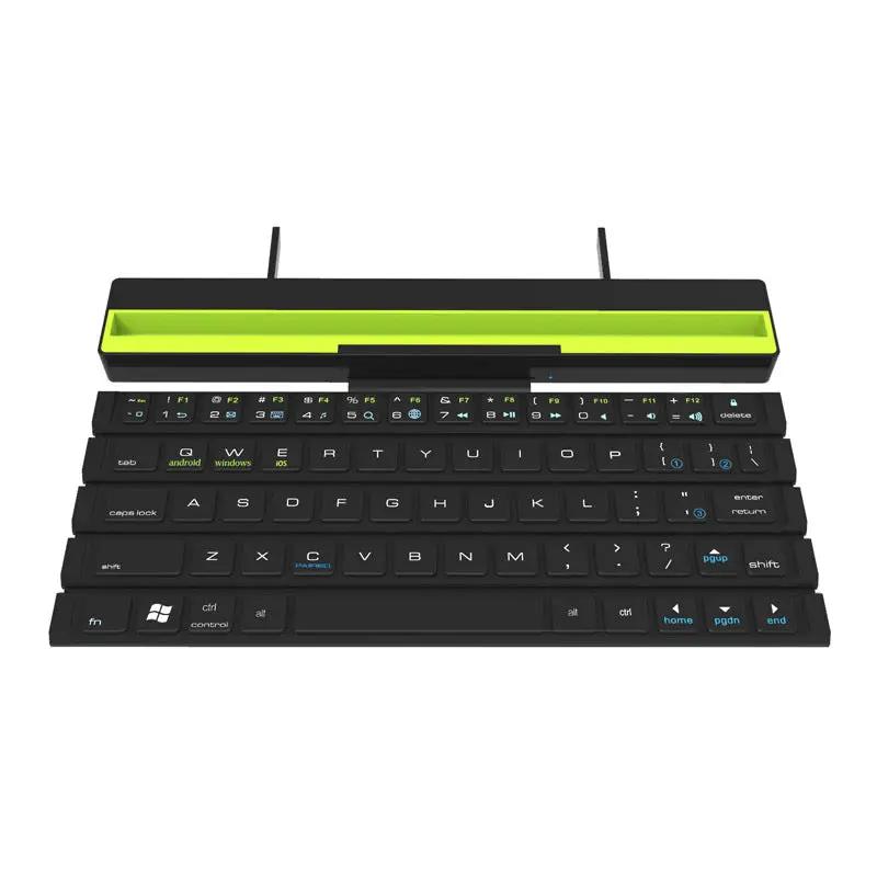 Outdoor Office Chocolate Portable Folding Keyboard black body with lime green tray foldable on Tampa Home & Garden Store