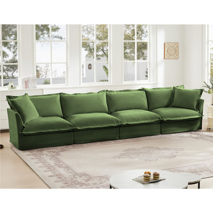 Slipcovered Long Sofa - 4 Seater in green fabric by HouseOfZazla Sofas on Tampa Home & Garden Store