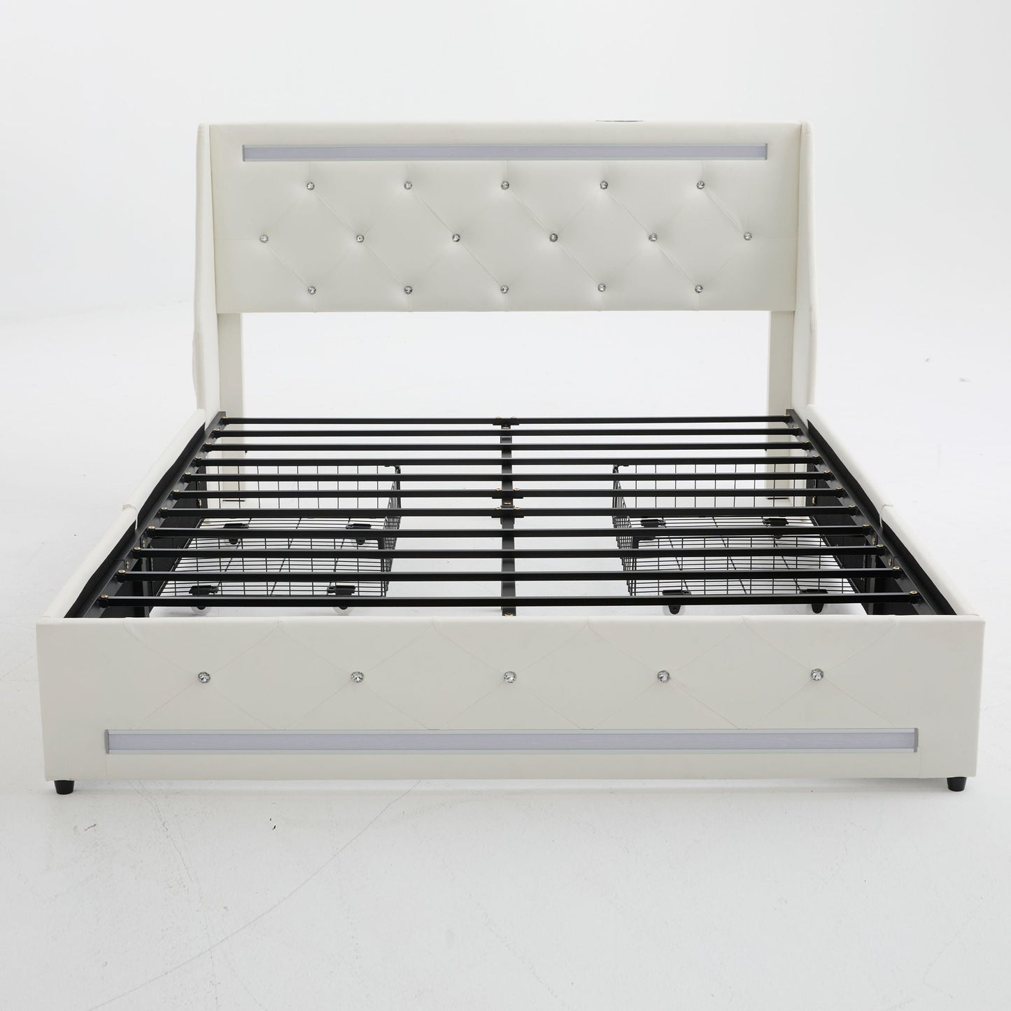 Wingback Upholstered Bed Frame Led and Usb