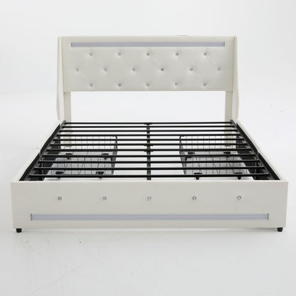 Wingback Upholstered Bed Frame Led and Usb
