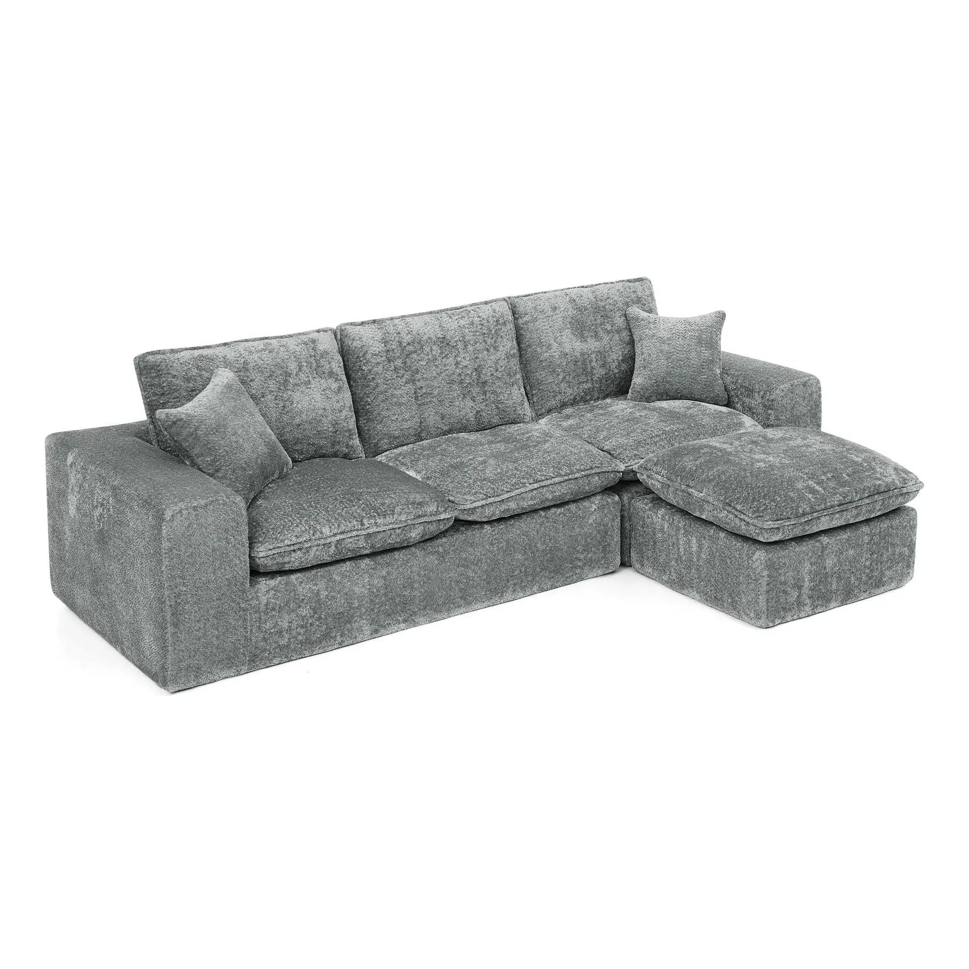 Sectional Sofa With Moveable Ottoman gray textured fabric 3-piece living room set on Tampa Home & Garden Store