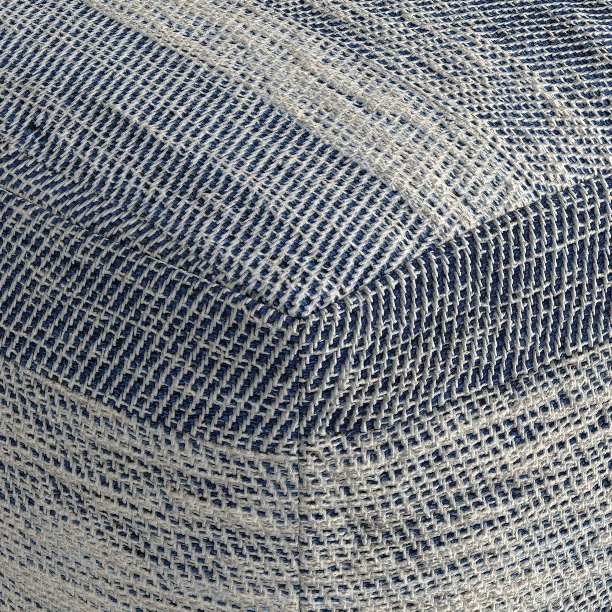 Clay Square Pouf upholstery fabric blue-white woven texture Unique Piece Furniture on Tampa Home & Garden Store