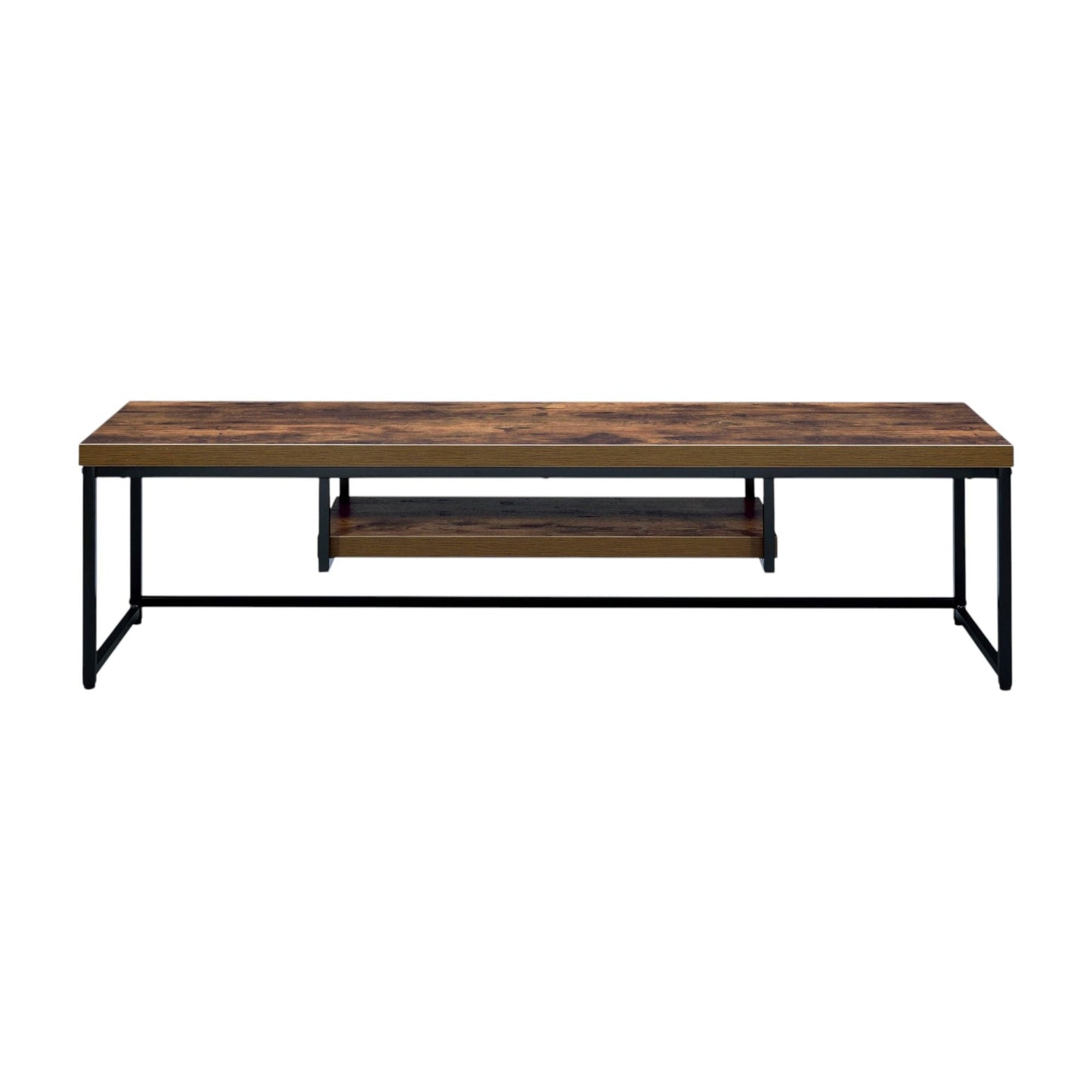 Bob TV Stand, Compact Storage by HouseOfZazla with warm wood top and black metal frame on Tampa Home & Garden Store