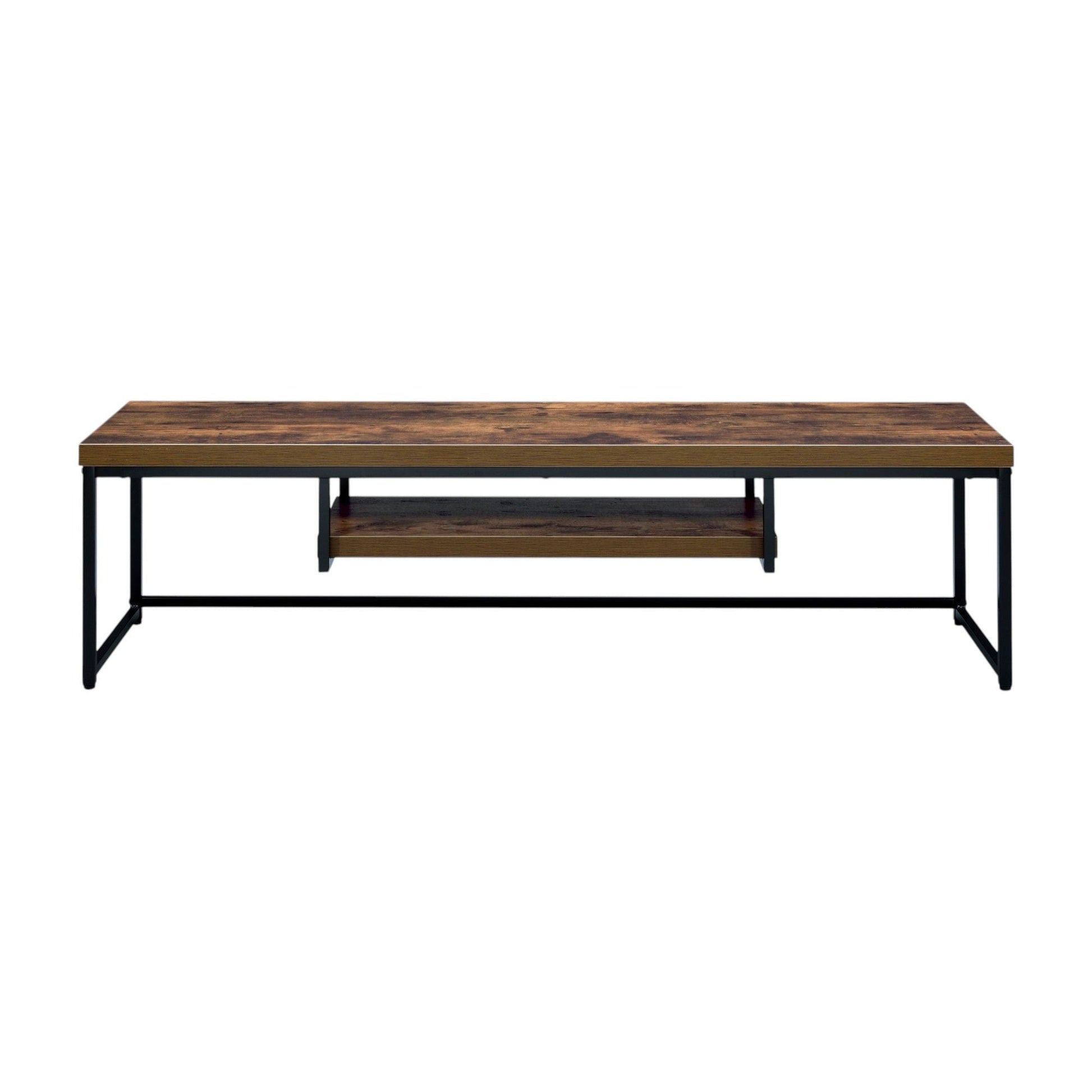 Bob TV Stand, Compact Storage by HouseOfZazla with warm wood top and black metal frame on Tampa Home & Garden Store