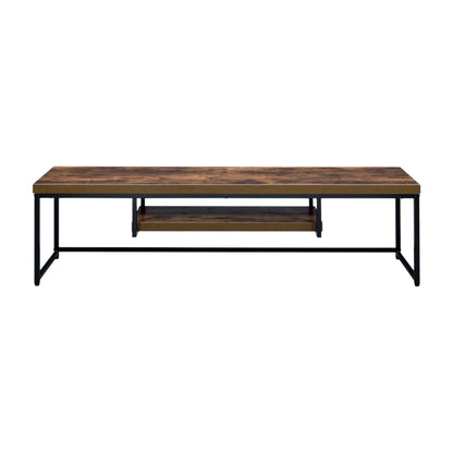 Bob TV Stand, Compact Storage by HouseOfZazla with warm wood top and black metal frame on Tampa Home & Garden Store