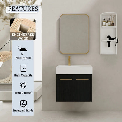 Modern Wall Mounted Vanity with Resin Sink Rack