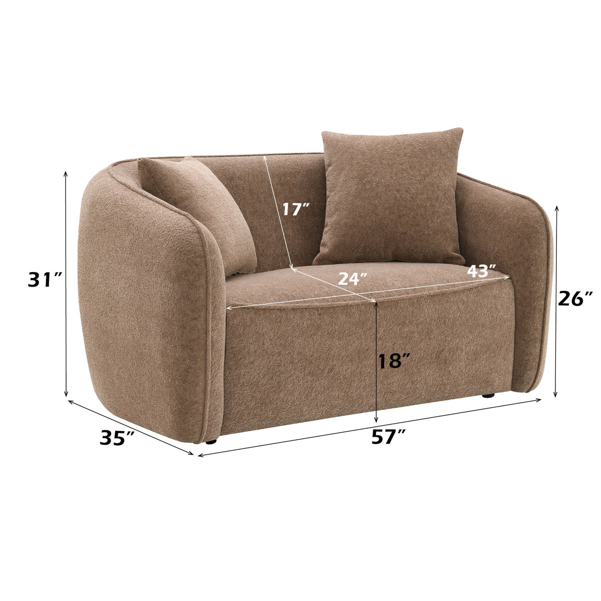 Keith Stationary Loveseat beige chenille upholstery with toss pillows HouseOfZazla on Tampa Home & Garden Store