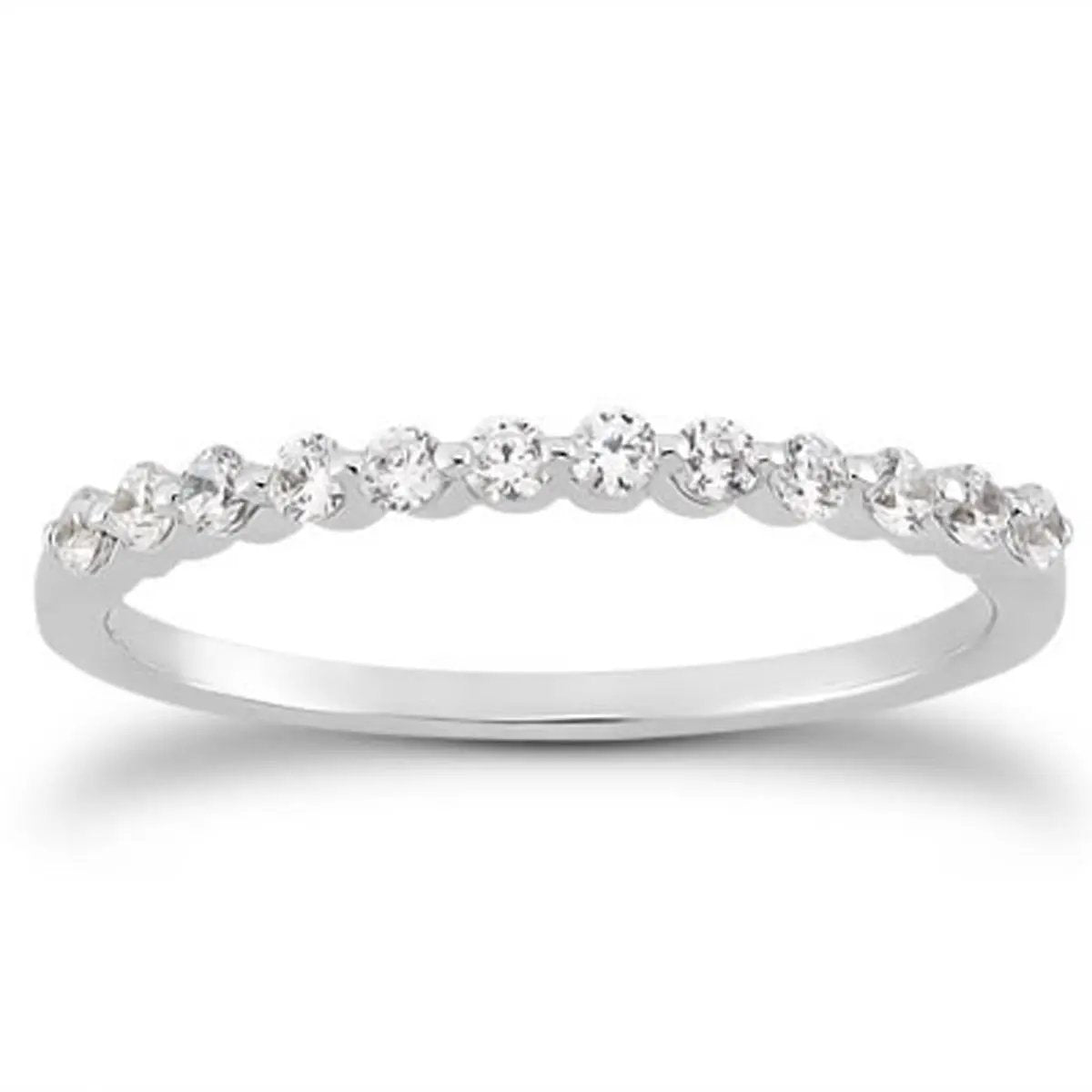 Ring 14k white gold floating diamond band with shared-prong settings, slim, sparkly on Tampa Home & Garden Store