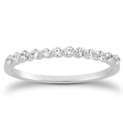 Ring 14k white gold floating diamond band with shared-prong settings, slim, sparkly on Tampa Home & Garden Store