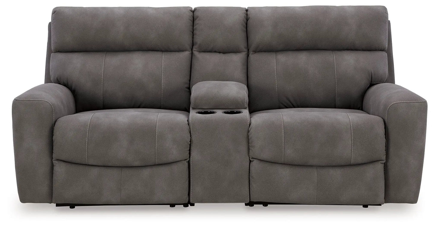 NextGen Durapella reclining sectional with console cupholders gray by Unique Piece Furniture on Tampa Home & Garden Store