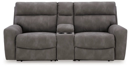 NextGen Durapella reclining sectional with console cupholders gray by Unique Piece Furniture on Tampa Home & Garden Store