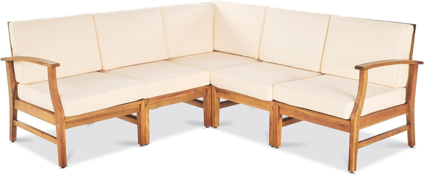 Perla 5 Pieces Outdoor Wood Patio Sofa Set