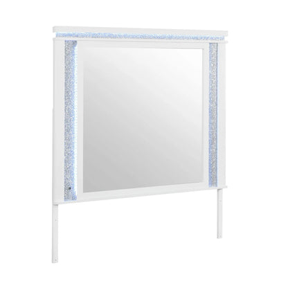 Mirror Adalid square LED mirror with glittering edge strips, white frame on Tampa Home & Garden Store