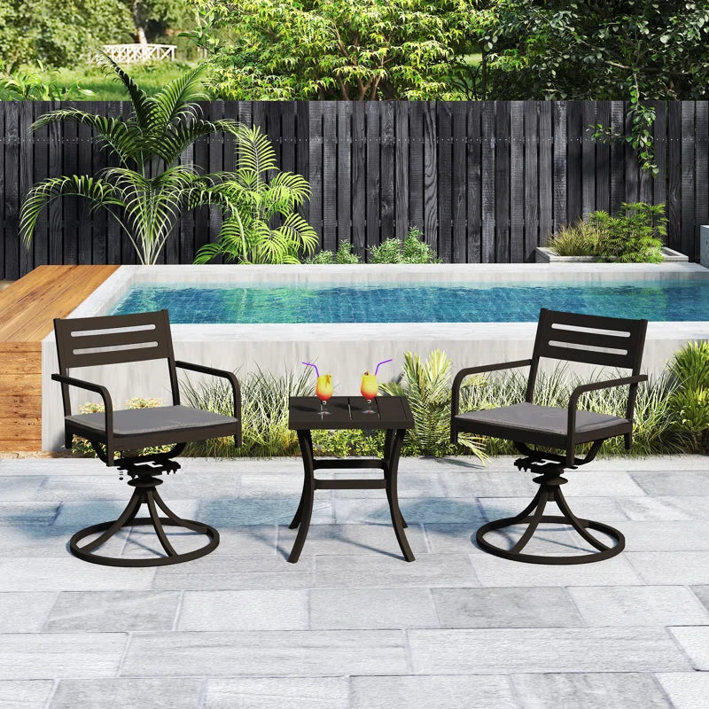Outdoor Metal Swivel Patio Chairs and Table