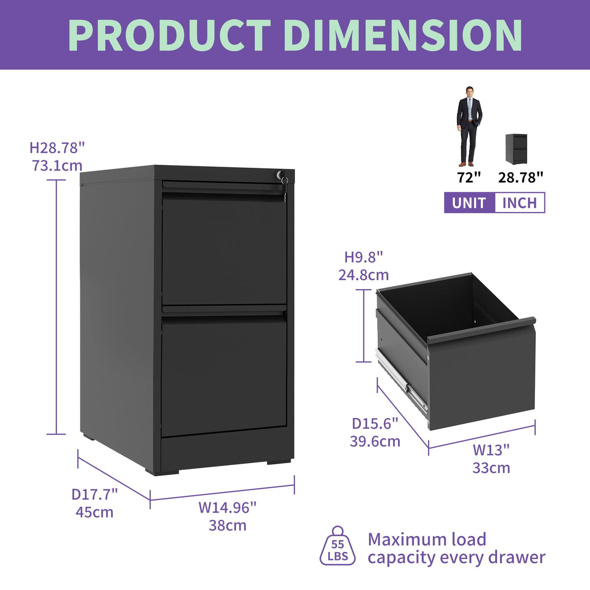 Black steel vertical file cabinet with lock and multiple drawers by HouseOfZazla on Tampa Home & Garden Store