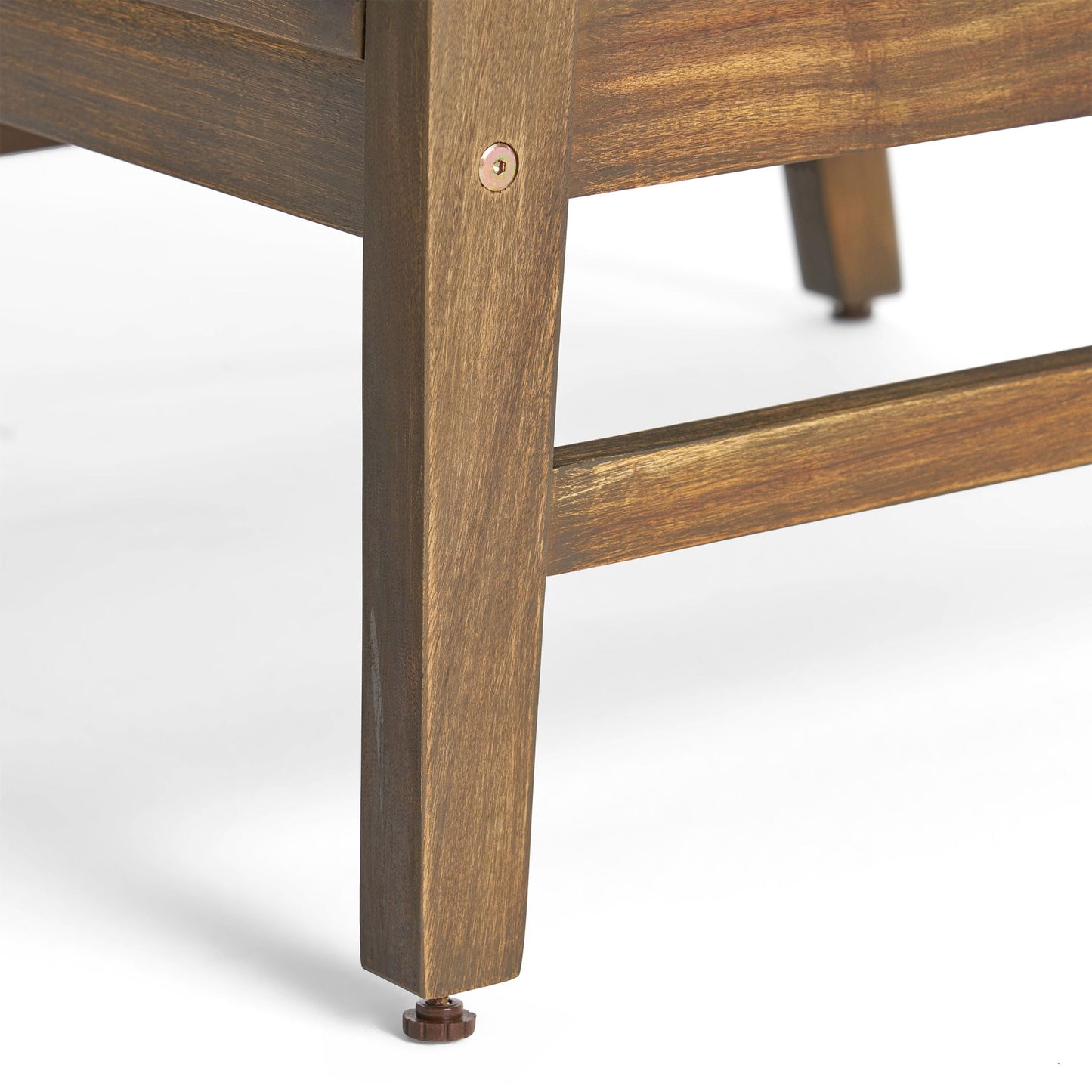 Perla Contemporary Club Chair wooden leg close-up in dark brown finish on Tampa Home & Garden Store