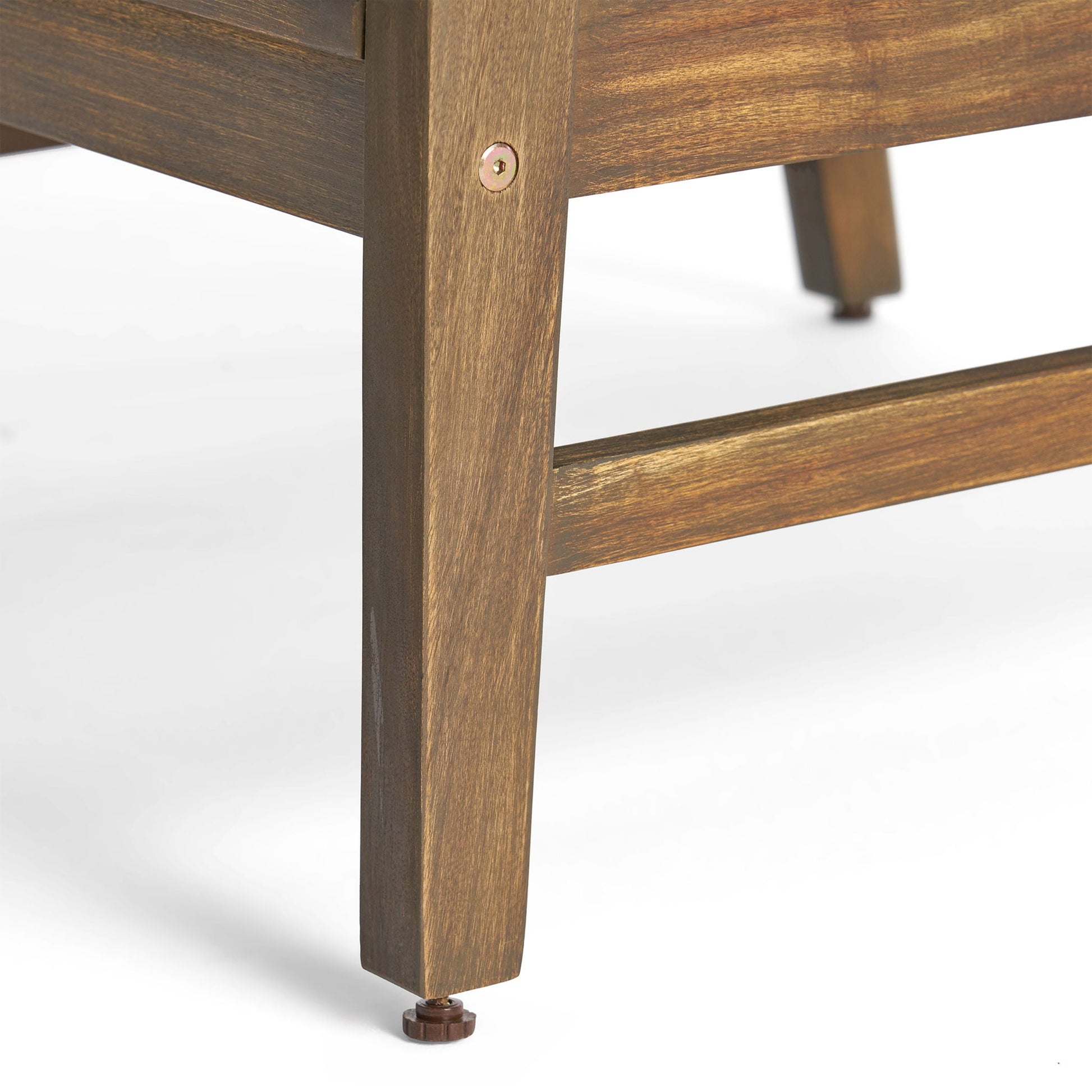 Perla Contemporary Club Chair wooden leg close-up in dark brown finish on Tampa Home & Garden Store