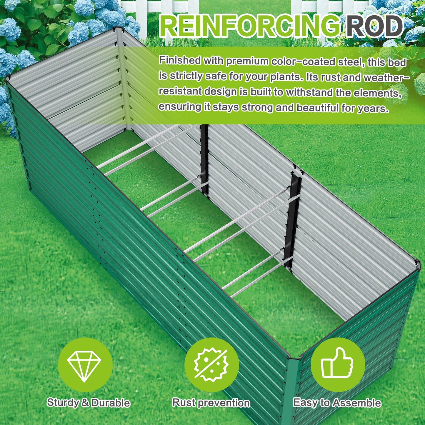 Raised garden bed 2-pack, 93.7 x 31.5 x 32.3 in, ergonomic no-bend HouseOfZazla on Tampa Home & Garden Store