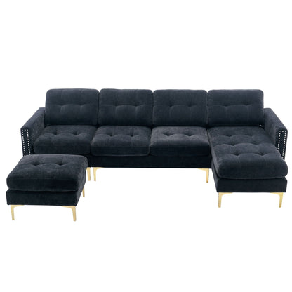 Modern Convertible Sectional Sofa and Ottoman