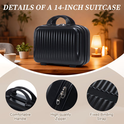 14-20 inch ABS spinner luggage set in black with ribbed shell and top handle on Tampa Home & Garden Store