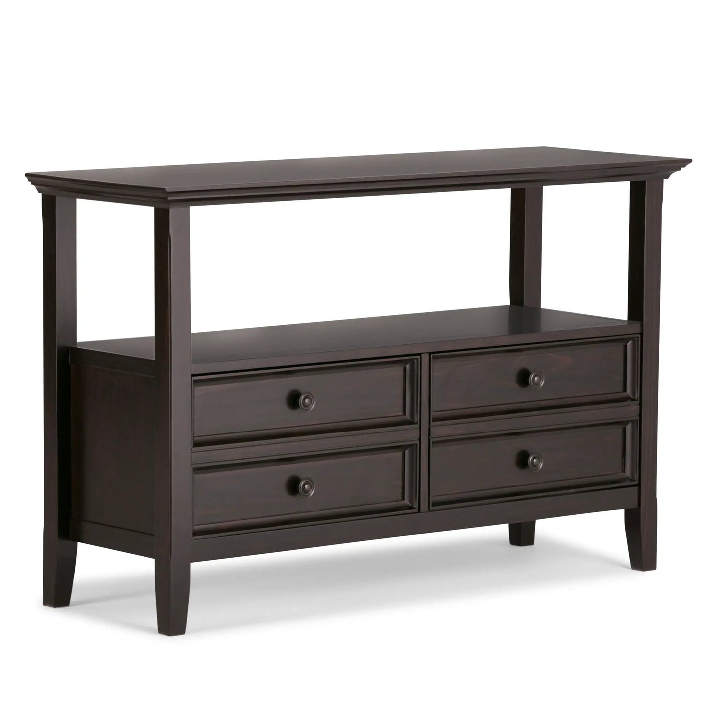 Amherst Console Sofa Table handcrafted with a dark espresso finish and drawer unit on Tampa Home & Garden Store