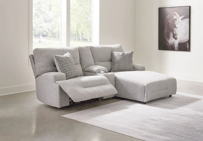 Acklen Place reclining sectional by Unique Piece Furniture in gray fabric with cushions on Tampa Home & Garden Store
