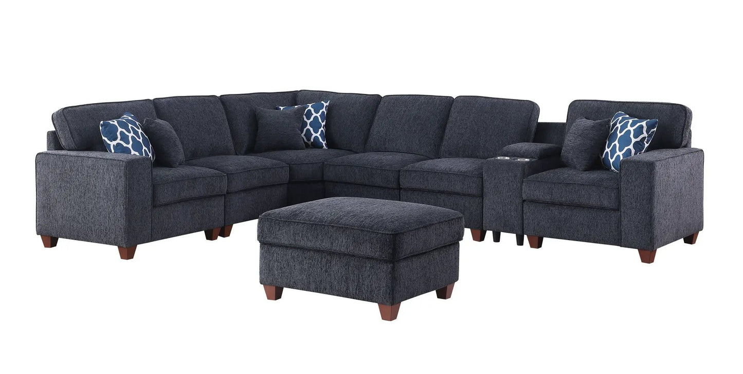 Gina sectional sofa with ottoman in dark fabric, 2-piece set by Unique Piece Furniture on Tampa Home & Garden Store
