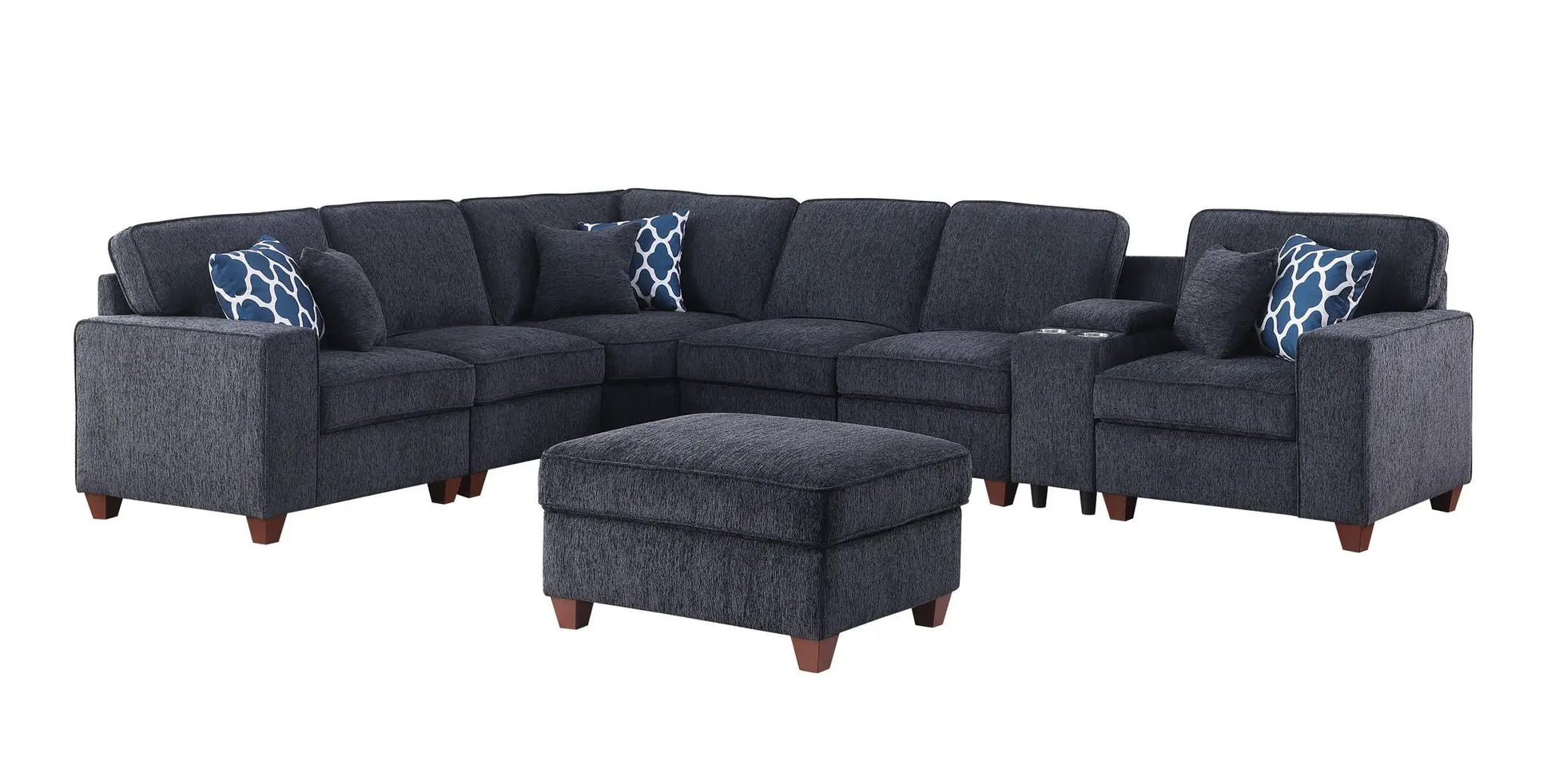 Gina sectional sofa with ottoman in dark fabric, 2-piece set by Unique Piece Furniture on Tampa Home & Garden Store
