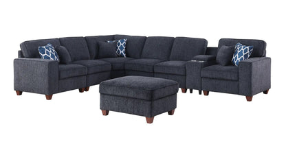 Gina sectional sofa with ottoman in dark fabric, 2-piece set by Unique Piece Furniture on Tampa Home & Garden Store