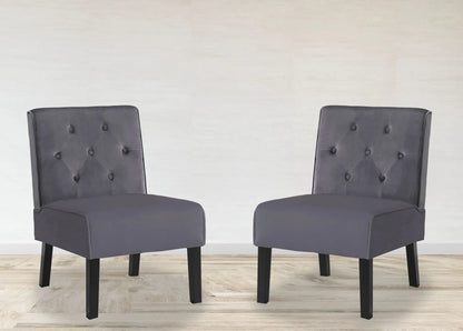 Reese armless button-tufted accent chairs set of 2 in gray fabric with black legs on Tampa Home & Garden Store