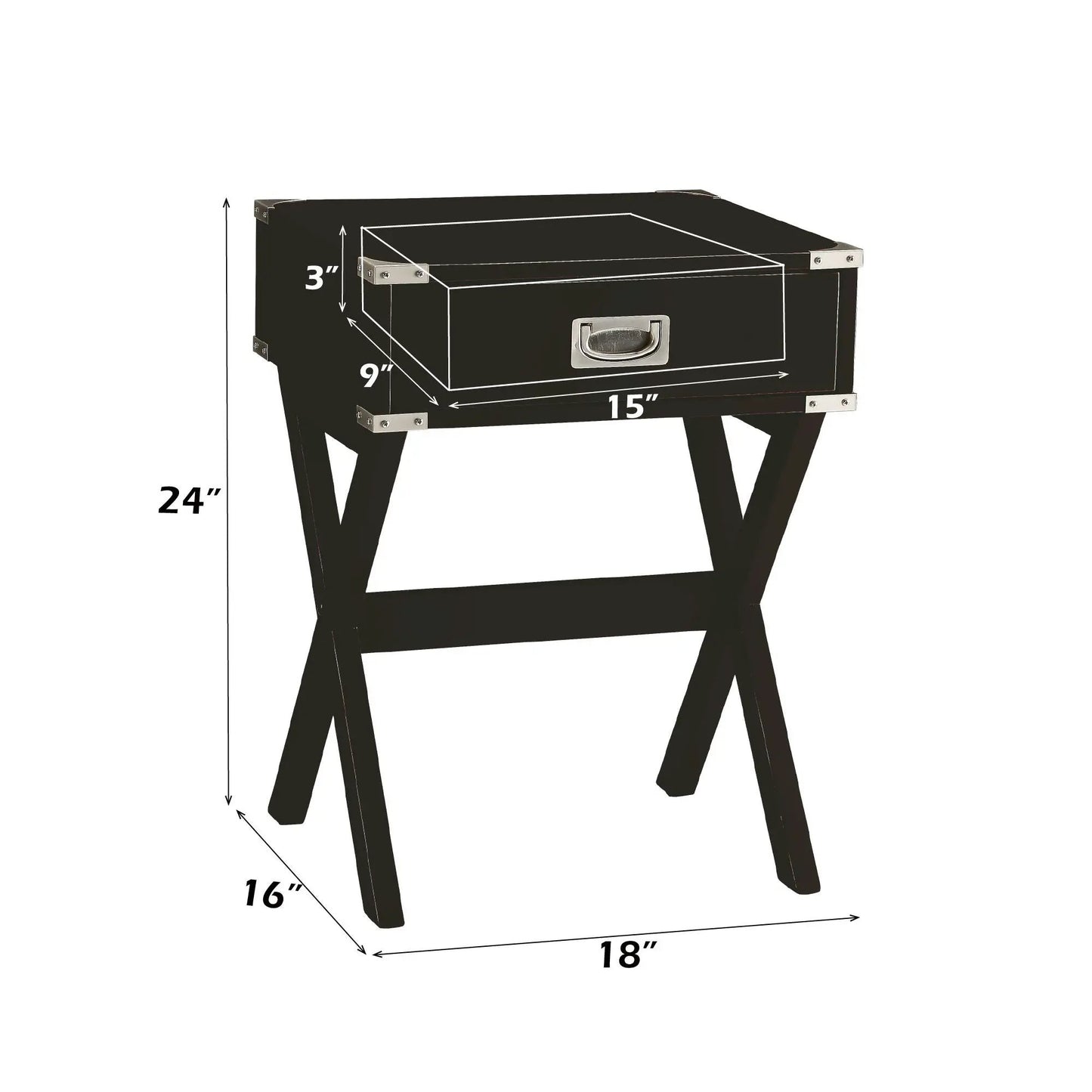 Babs Accent Table with Drawer Square Wooden Top