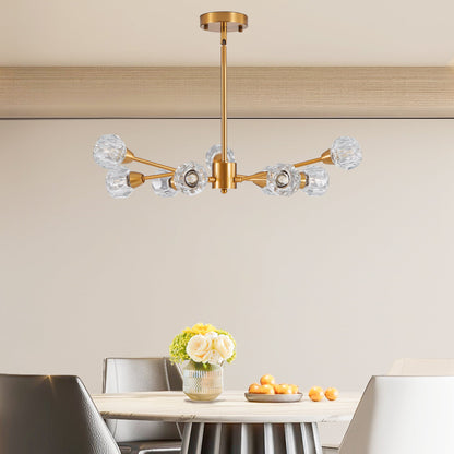Chandelier 28-inch modern crystal with 9 lights in golden finish HouseOfZazla on Tampa Home & Garden Store