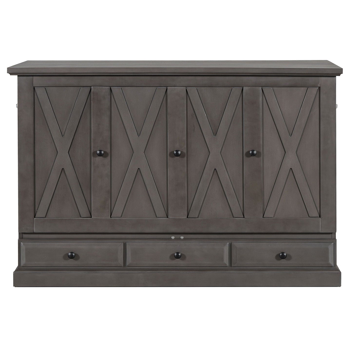 Murphy Bed Chest Cube Cabinet with Charging Station and two bottom drawers HouseOfZazla gray on Tampa Home & Garden Store