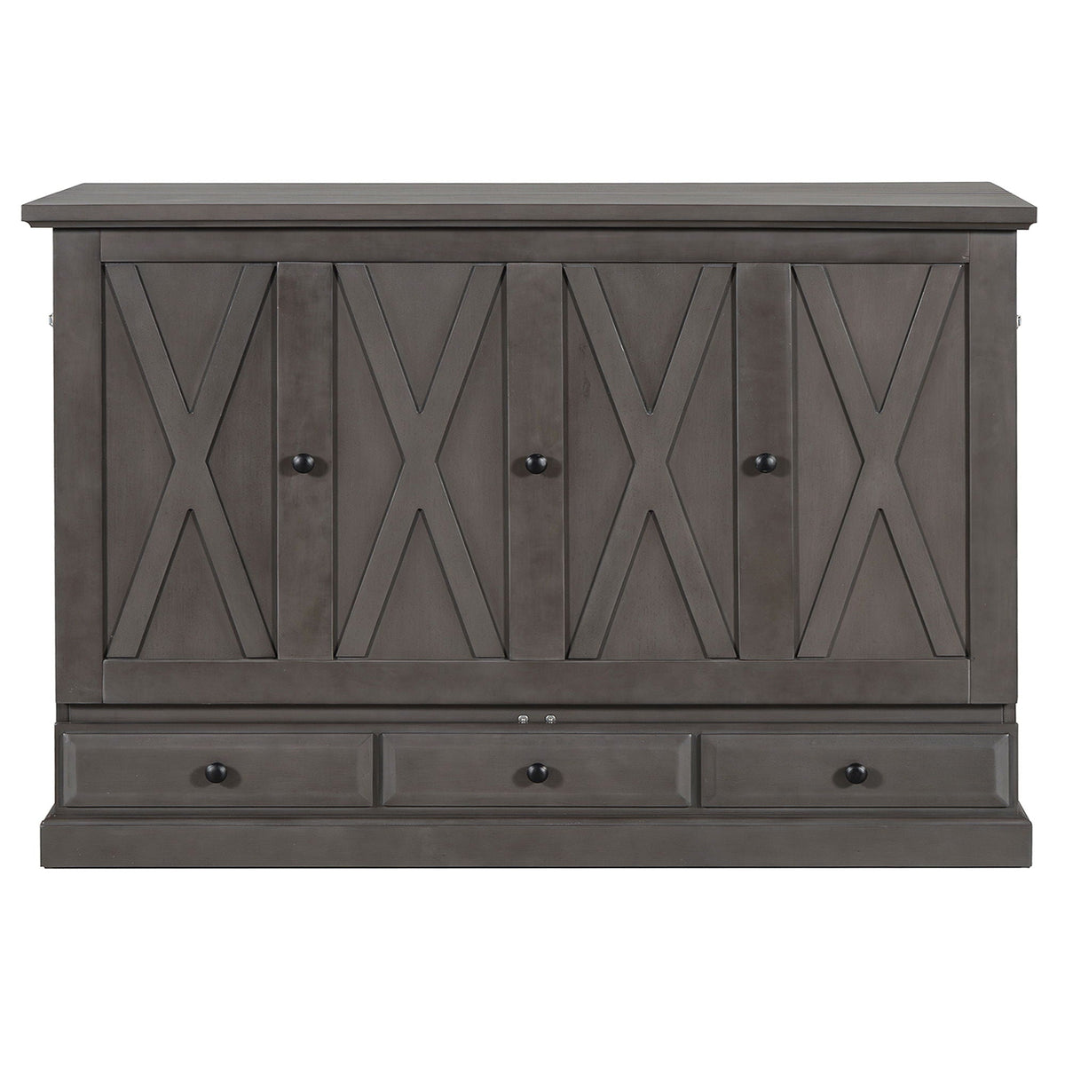 Murphy Bed Chest Cube Cabinet with Charging Station and two bottom drawers HouseOfZazla gray on Tampa Home & Garden Store