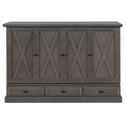 Murphy Bed Chest Cube Cabinet with Charging Station and two bottom drawers HouseOfZazla gray on Tampa Home & Garden Store