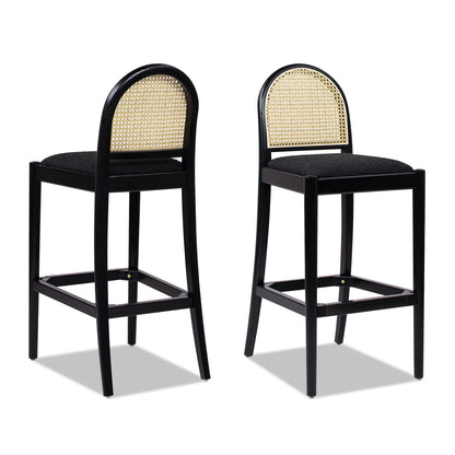 Curved back cane bar stools black frame natural cane back black cushion 2-pack HouseOfZazla on Tampa Home & Garden Store