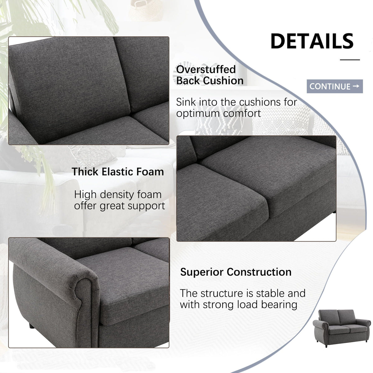 Pull Out Sofa Bed With Twin Memory Foam Mattress