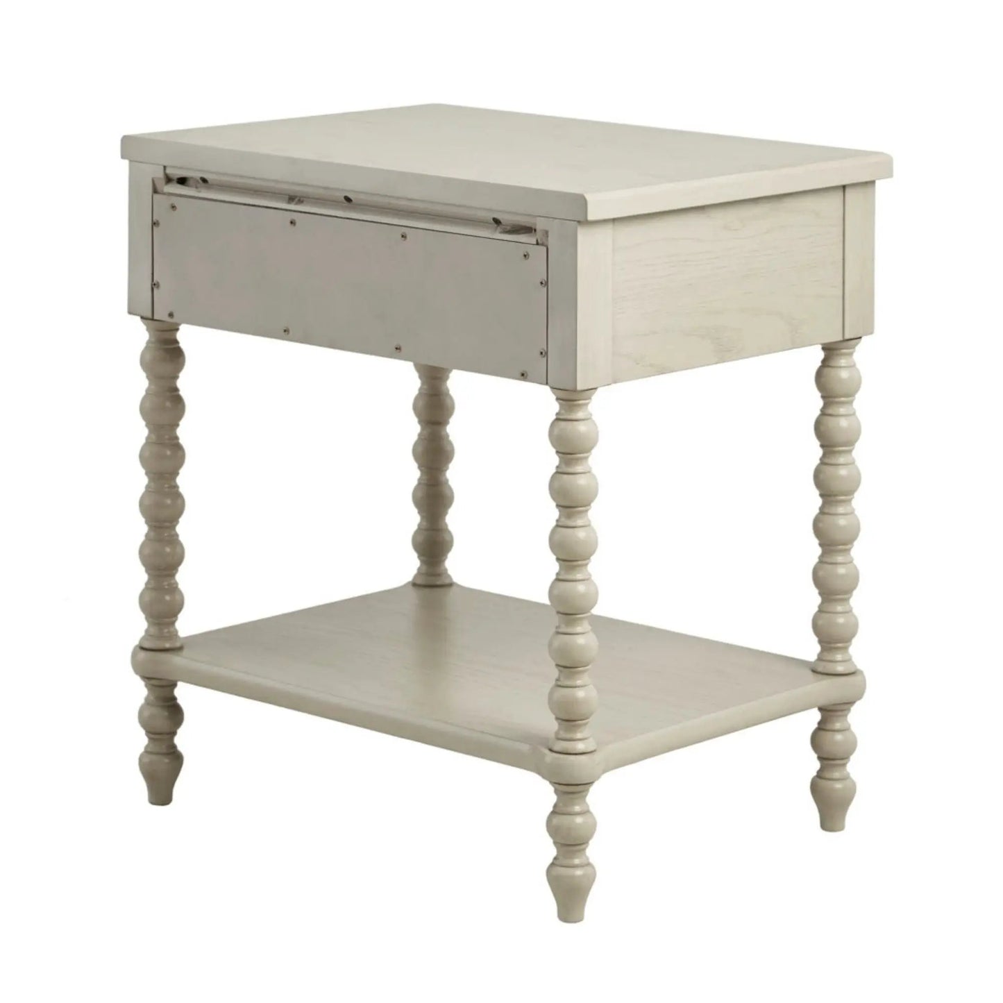 Traditional durable nightstand with drawer and shelf in whitewashed finish on Tampa Home & Garden Store