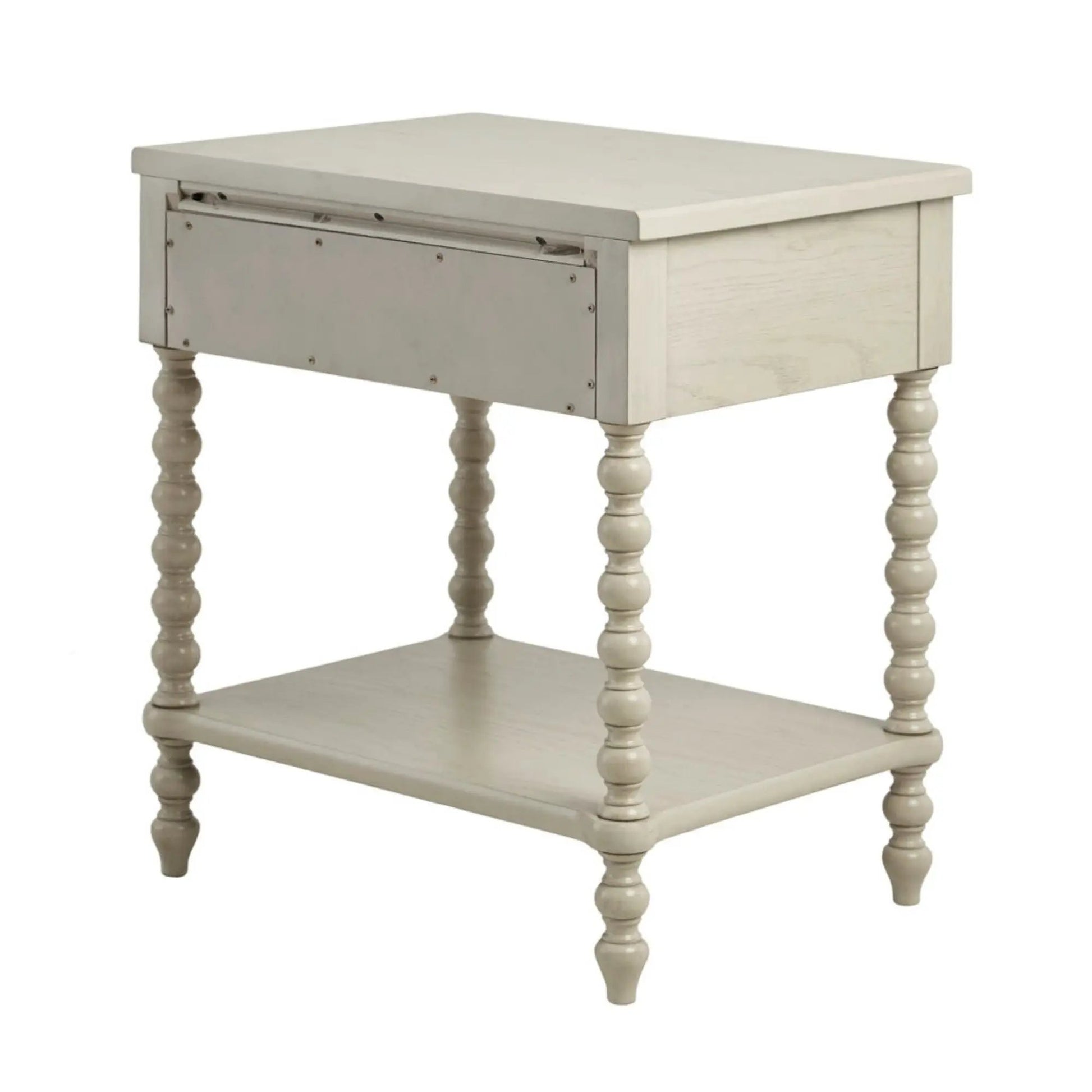 Traditional durable nightstand with drawer and shelf in whitewashed finish on Tampa Home & Garden Store