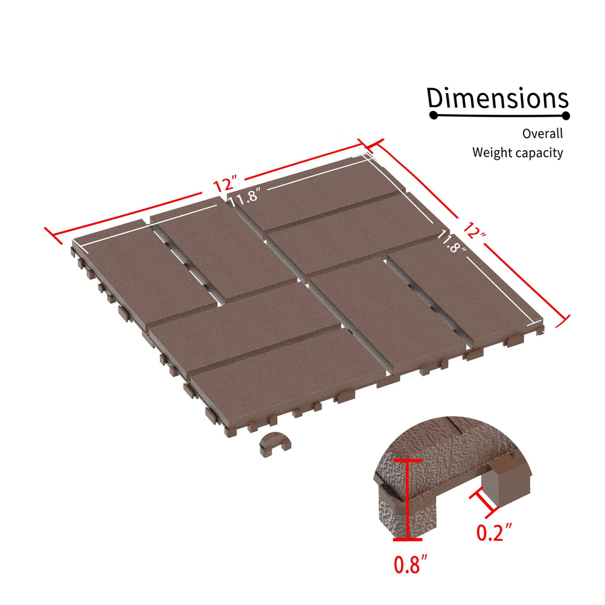 Deck Tiles 44-Pack with easy installation in dark brown or dark gray by HouseOfZazla on Tampa Home & Garden Store