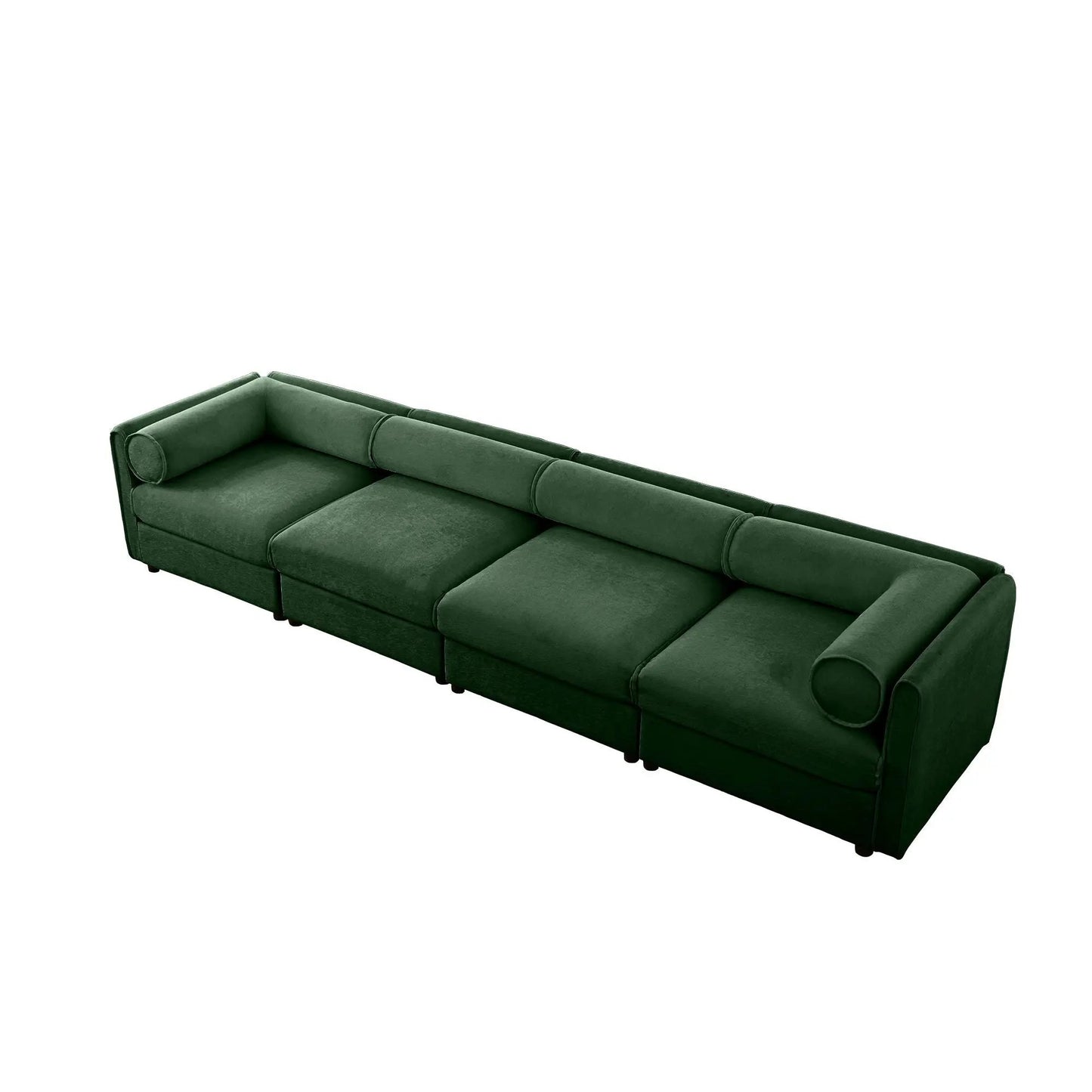 Stylish Sofa With Storage Seat And Cylindrical Backrest green velvet upholstery, long stationary sofa on Tampa Home & Garden Store