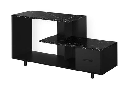TV stand black marble top with open shelf and right drawer Unique Piece Furniture on Tampa Home & Garden Store