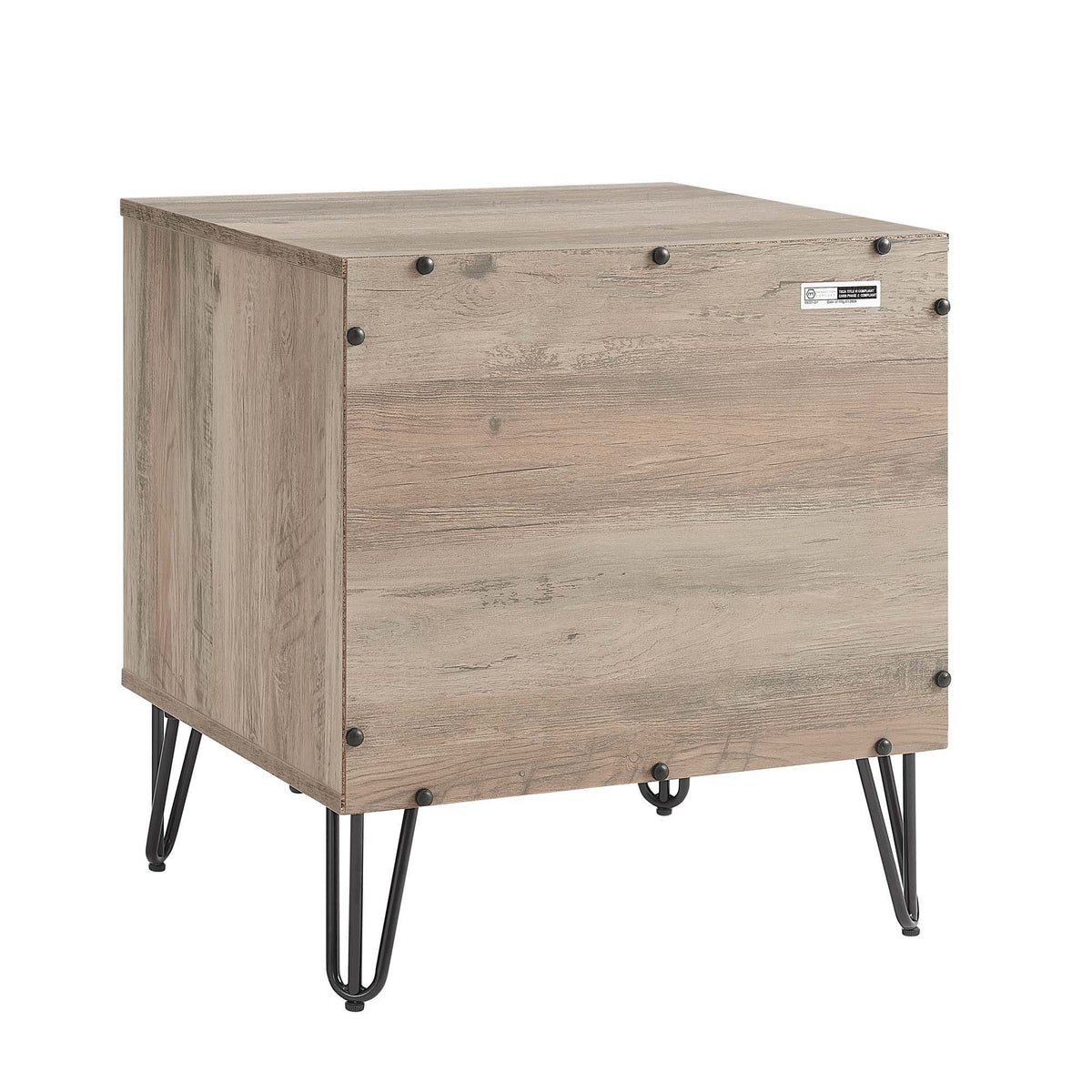 HouseOfZazla Modern Nightstand with Fluted Drawer, light wood finish on Tampa Home & Garden Store