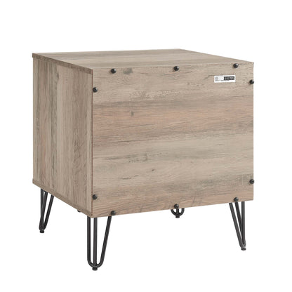 HouseOfZazla Modern Nightstand with Fluted Drawer, light wood finish on Tampa Home & Garden Store